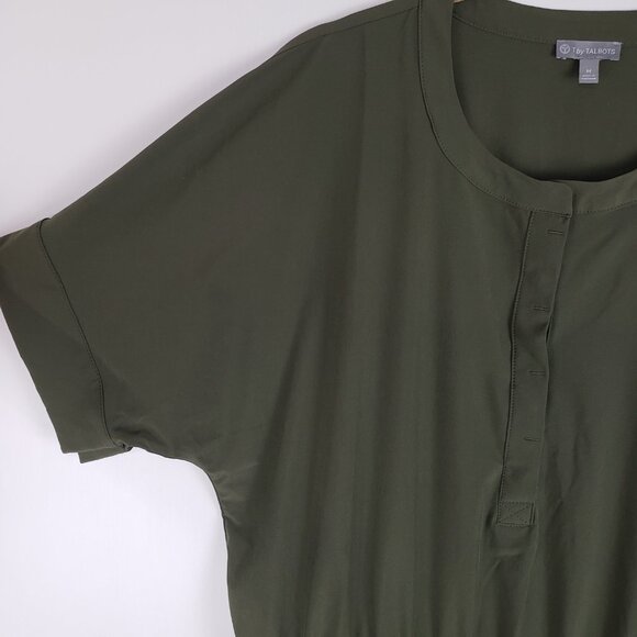 Talbots Lightweight Stretch Stand Collar Dress Olive Green Blouson UPF Size M - Picture 5 of 10